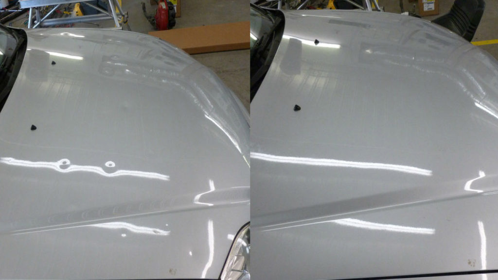 before after picture of paintless dent removel